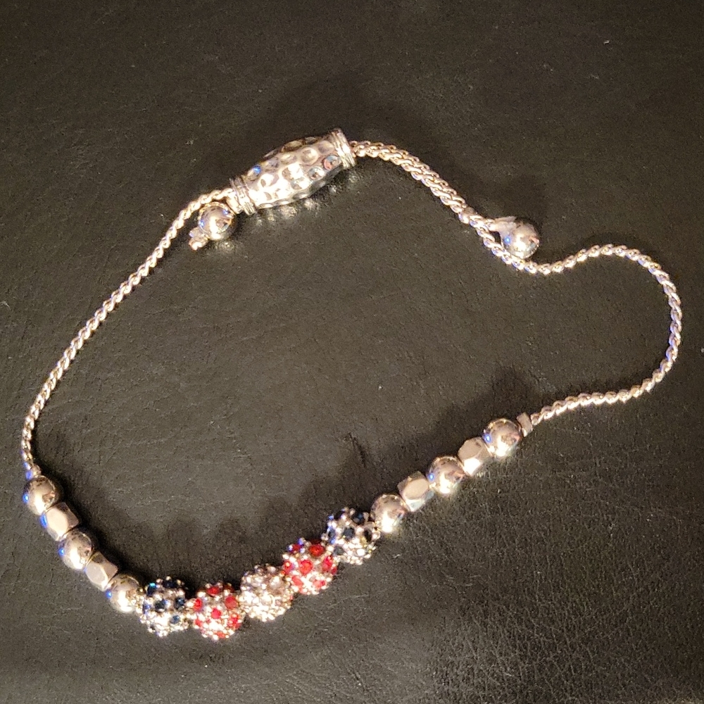 Silver & Rhinestone Adjustable Bracelet - Picture 3 of 10